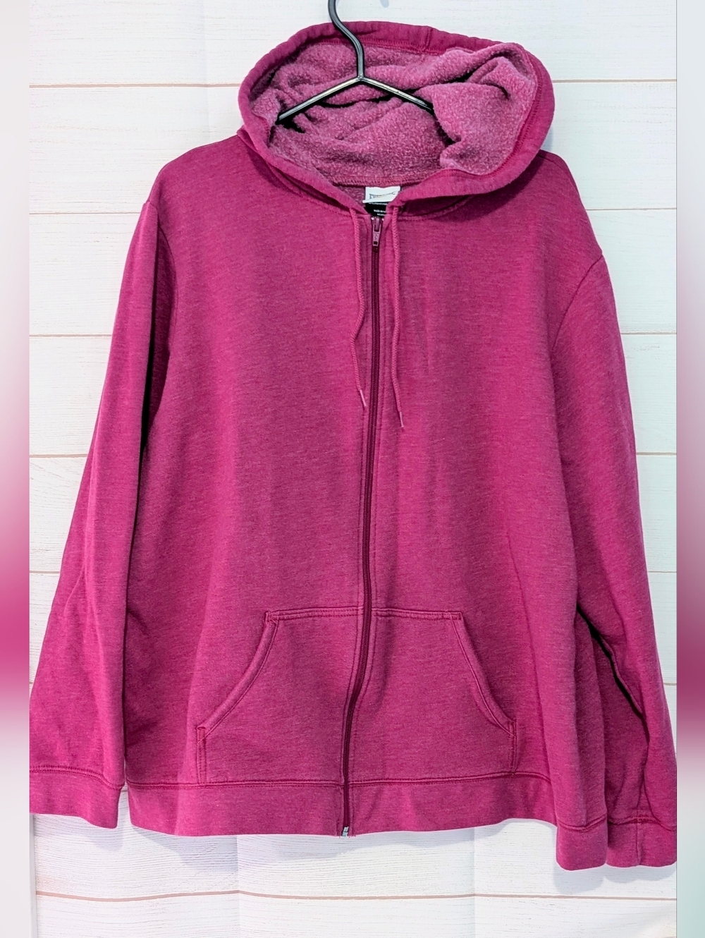 Vintage Everlast  Fleece-Lined Hooded Pullover - Raspberry Pink Plus Size 2X